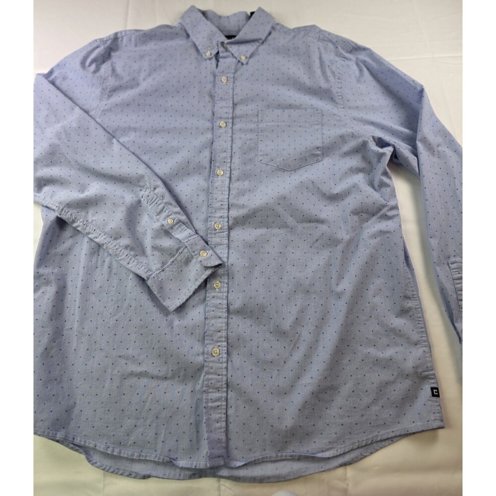 Chaps Men's XL Stretch Easy Care‎ Light Blue Long Sleeve Button-Down Shirt